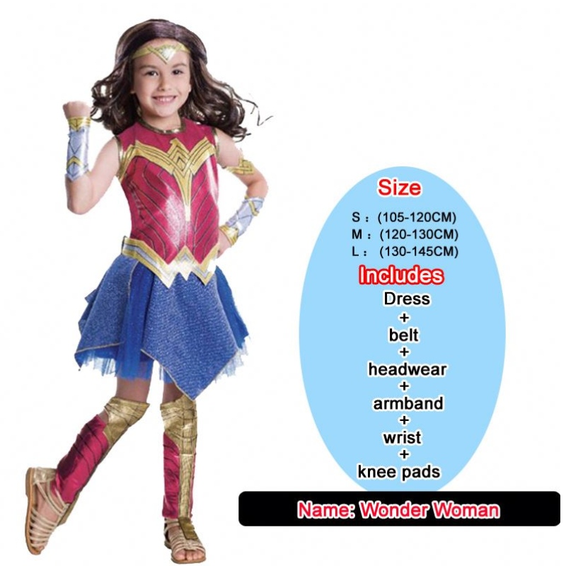 Baige Girls Wonder Woman Costume Halloween مجموعة الأميرة Party Party Dress Ladybug Kids