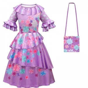 Encanto Madrigal Cosplay Costume Girl Dress Dress Dresses for Carnival Halloween Princess Dress Glasse Orains Mirabel Costume