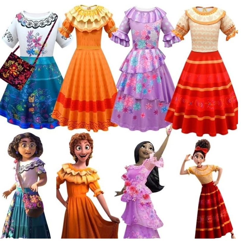 Encanto Dress for Girl Cosplay Costume Princess Children \\'s Day Performan