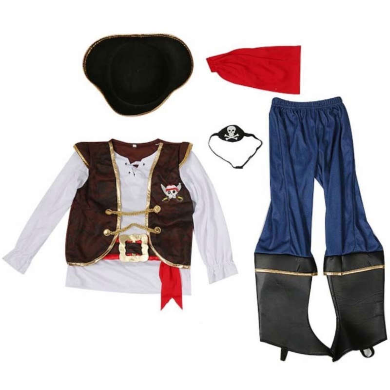 Deluxe Halloween Cosplay Set Kids Boys Pirate Costume for Kids with Hat DGHC-080