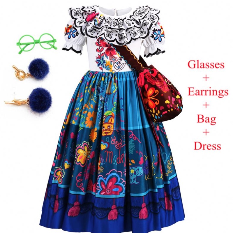 Baige Kids Mirabel Madrigal Movie Costume Halloween Cosplay Girls Birthday Party Princess Encanto Dresses