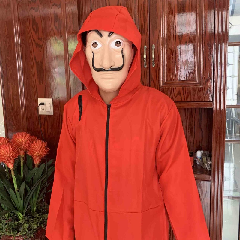 زي ريد دالي أرخص مع قناع Coverall Hoodie Phemsuit Money Costume Cosplay Cosplay