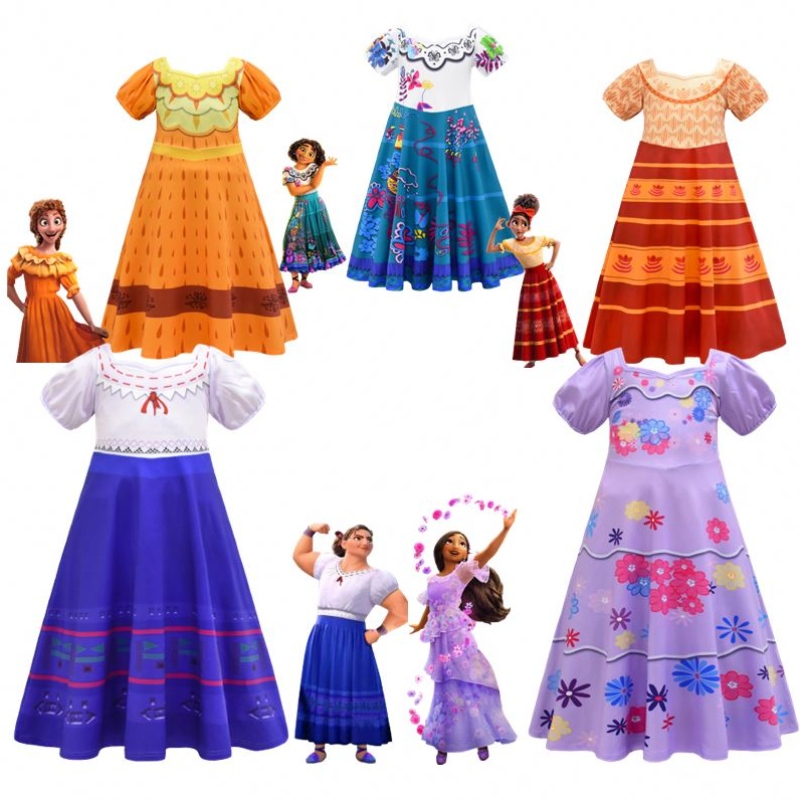 Magic Full House Encanto ملابس ملابس الأطفال لباس أزياء مهرجان قصير الأكمام الأميرة فستان Encanto mirabel cosplay