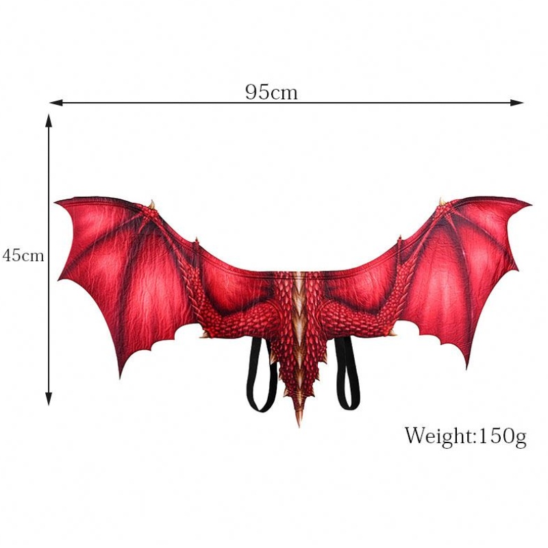 صبي بالغ و Girl Kids Masquerade Face Mask and Wings Halloween Decoration Carnival Party Animal Costume Dragon Cosplay