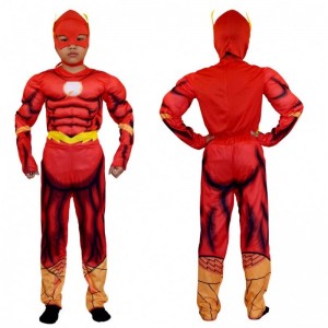 صبي \\\\\'s Deluxe Flash Costume Fant Dress Kids Fantasy Comics Movie Carnival Party Halloween Flashman Cosplay Costumes