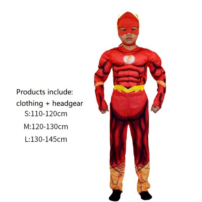 صبي \\'s Deluxe Flash Costume Fant Dress Kids Fantasy Comics Movie Carnival Party Halloween Flashman Cosplay Costumes