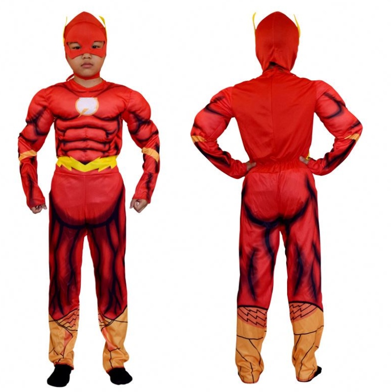 صبي \\'s Deluxe Flash Costume Fant Dress Kids Fantasy Comics Movie Carnival Party Halloween Flashman Cosplay Costumes