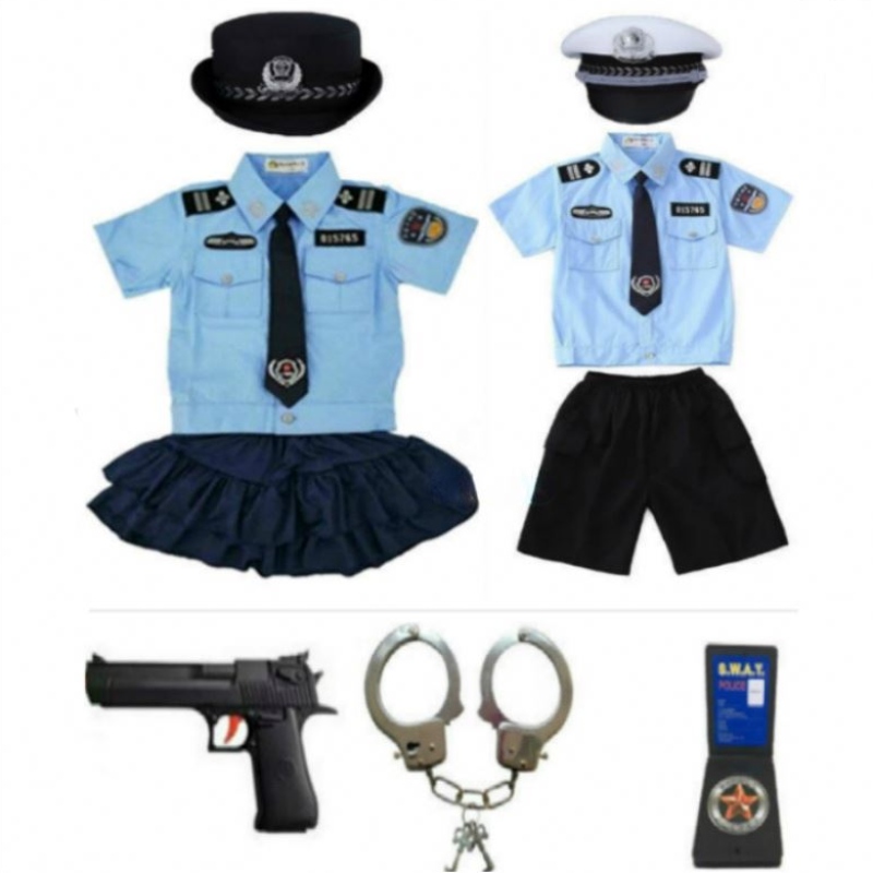 ضابط شرطي جديد للأطفال زي هالوين أزياء الفتيان بنات كوز بلاي مع الأصفاد