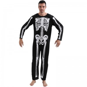 2022 Amazon Phemsuit Phemsuit Pholeween Party Costume Plezume مع طباعة عظم الهيكل العظمي للرجال