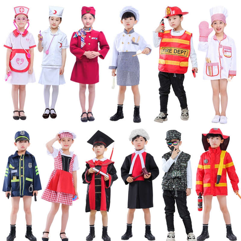 أطفال الهالوين دكتور تأثيري الأزياء رياض الأطفال لاعب الإطفاء ممرضة كوك أزياء أزياء أزياء الطيارين