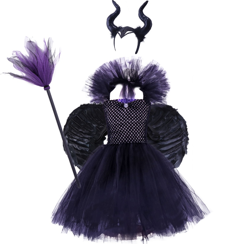 V-tech wrap stest Black Wizard Dress Assume Halloween Witch Costume for Girls