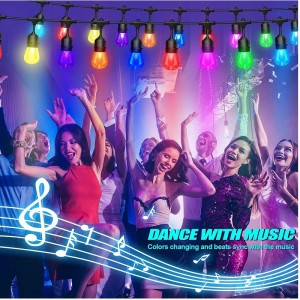 48 قدم تغيير أضواء السلسلة في الهواء الطلق ، 15 مصابيح LED مقاومة للتشويش قابلة للضرب ، IP65 مقاومة للماء ، RGBW الأضواء وميض الأضواء مع RF ...