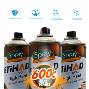 600 درجة مئوية درجة حرارة عالية من اللون الأسود والفضي رذاذ الرش الطلاء الرش عالي الحرارة مقاومة للرذاذ