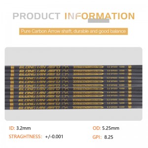 Elongarrow 32 بوصة 3.2 مم عمود سهم ألياف ألياف الكربون عالية المعامل للرماة