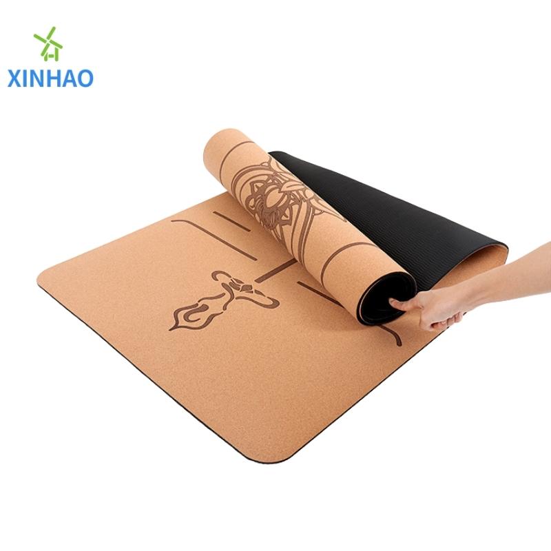 Amazon أفضل بيع Cork PU Rubber Yoga Mat Wholesale ، 4mm/5mm PU Rubber Cork Non-Slip Yoga Mat ، شعار مخصص أو طباعة