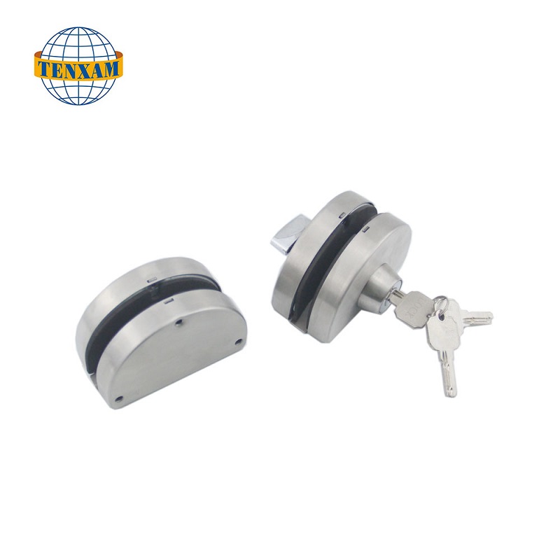 الزجاج التجاري بدون إطار إلى الزجاج مزدوج الأرجوحة الانزلاق مع مفاتيح قفل الباب الزجاجي الفولاذ المقاوم للصدأ