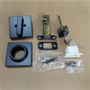 3601 Modern Square Single Single Cylinder Deadbolt Lock للباب الأمامي الثقيل - الأسود غير اللامع