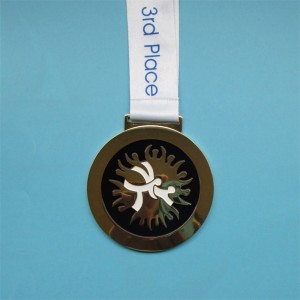 الميداليات المعدنية والجنودية من سبائك الزنك هدية التذكارية ميداليات ذهبية الرياضة مع الشريط