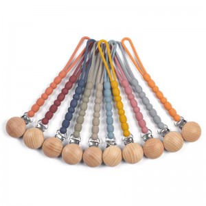 خشبية مصنوعة يدويًا BPA حرة السيليكون الحرة ، سلسلة مصاصة باسيفييه ، مقطع مصاصة ، سلسلة Hot Baby Beech Beech Packifier ، طفل مريح ،