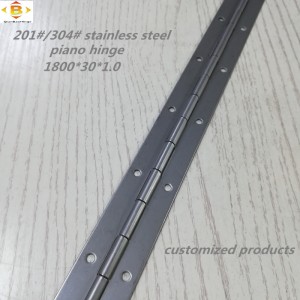 مفصلات طويلة مخصصة 201#304#سماكة 1.0 مم من الفولاذ المقاوم للصدأ مقاوم للبيانو المفصل المستمر البيانو مفصل البيانو
