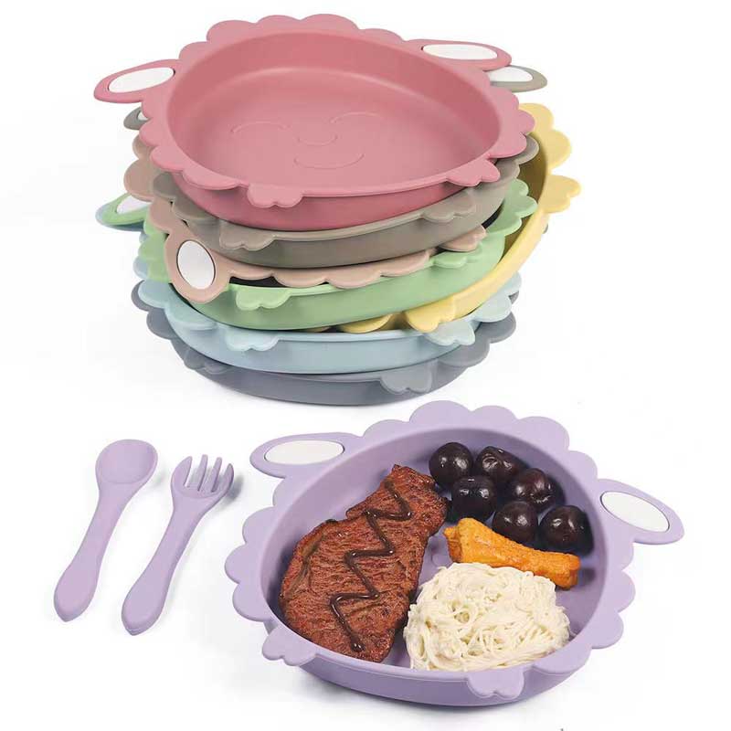أدوات المائدة الطاولة للأغنام من طراز الغذاء السيليكون اللين رضيع تغذية وعاء غير BPA عشاء لوحات تغذية السيليكون لألواح الأطفال الصغار