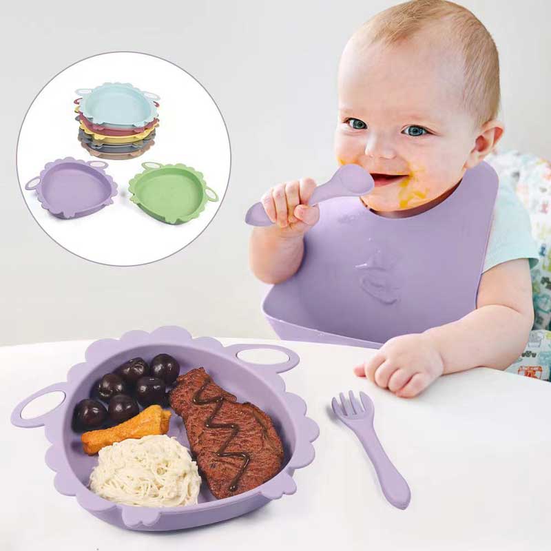 أدوات المائدة الطاولة للأغنام من طراز الغذاء السيليكون اللين رضيع تغذية وعاء غير BPA عشاء لوحات تغذية السيليكون لألواح الأطفال الصغار