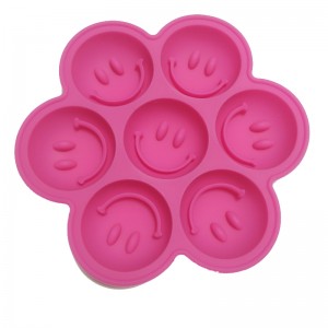 Molde Redondo de Silicona Para Cubitos de Hielo ، Con 7 Orificios ، Con Rejilla de Hielo ، Cara Sonriente Creativa