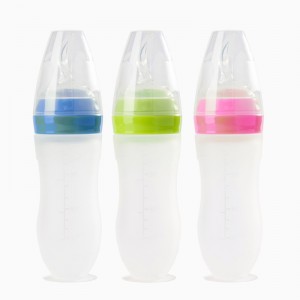 ملعقة مكملة لضغط السيليكون ملعقة على زجاجة الطعام التكميلية