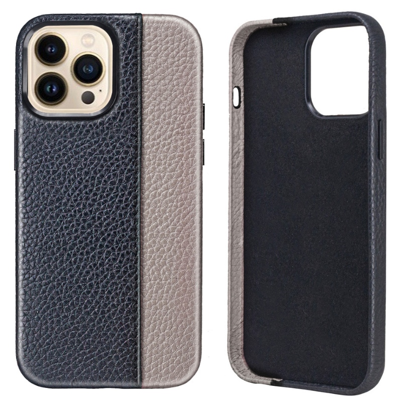 Apple iPhone 14Pro Phone Phone Leather Case ، 360 درجة حماية شاملة ، وألوان عصرية مطابقة للهاتف المحمول الأسود/orane ، وأزرار معدنية حساسة ودائمة