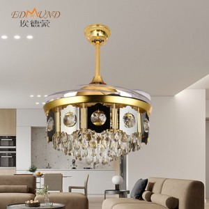 مروحة سقف الثريا K013 مع الضوء مع لون بعيد 42 بوصة مع ثريا مروحة الكريستال