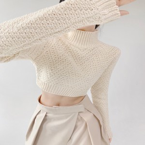 سترة خشنة متشابكة منتصف العنق