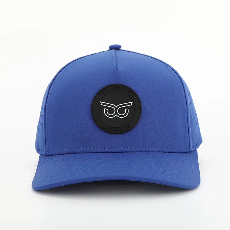 أزياء جديدة مخصصة PVC Patch Logo 5 لوحة قبعة غولف رياضية مقاومة للماء ، وقطعة بالليزر ، أبي غوراس ، حبل البيسبول كاب