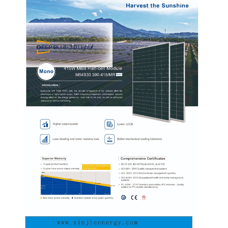 نظام جديد تصميم لوحات الطاقة الشمسية 390-415 W بيع عبر الإنترنت
