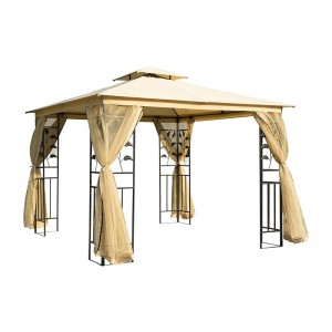 10 \\\\ \'x 10 \\\\\' metal ourdiour patio gazebo garden canopy مع ستائر شبكة قابلة للإزالة