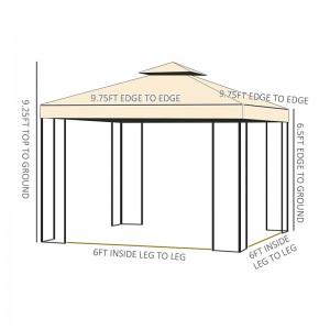 10 \\\\ \'x 10 \\\\\' metal ourdiour patio gazebo garden canopy مع ستائر شبكة قابلة للإزالة