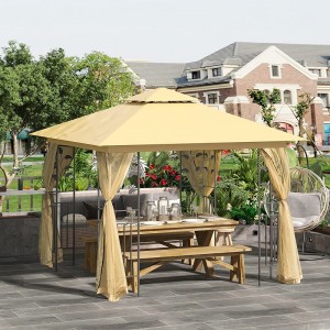 10 \\\\ \'x 10 \\\\\' metal ourdiour patio gazebo garden canopy مع ستائر شبكة قابلة للإزالة