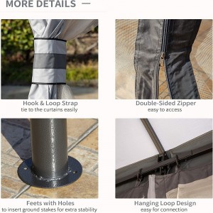 10 \\\\ \'x 12 \\\\\' شرفة مراقبة في الهواء الطلق شرفة شرفة المظلة ملجأ مع سقف تنفيس ، شبكية سحاب ، رمادي