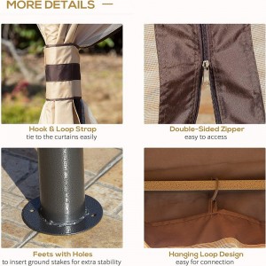 12 \\\\ \'x 10 \\\\\' 2 من المظلة المظلة في الهواء الطلق على مستوى الفناء مع الجدران الجانبية المتشابكة ، البيج