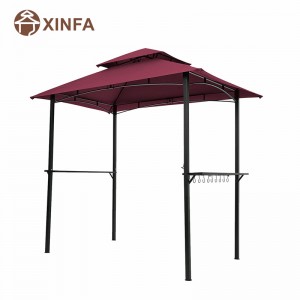 8 \\\\ \'x 5 \\\\\' Canopy Top Grazbo Gazebo Outdoor Patio Barbecue Gazebo Shelter مع إطار فولاذي قوي ، أحمر