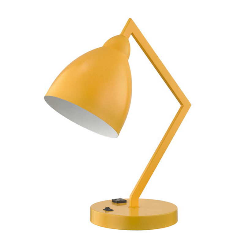 مصباح مكتبي مع ذراع معدني ثابت ورأسه مع منفذ طاقة متكامل وعلى مفتاح/off الروك في قاعدة لضيف