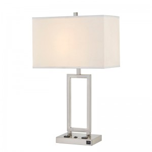 مصباح مكتب غاتسبي مع الانتهاء من النيكل المصقول ومنافذان وتبديل على/off rocker ومنفذ USB