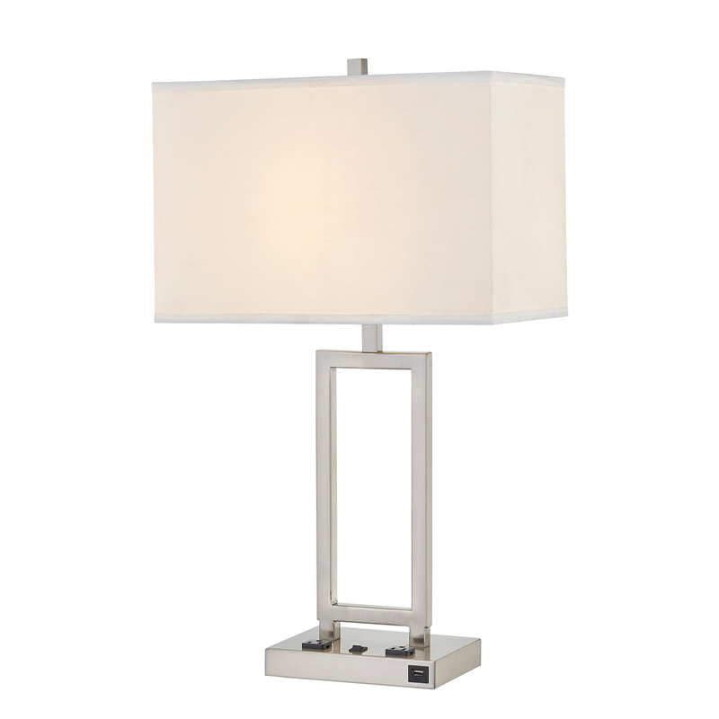 مصباح مكتب غاتسبي مع الانتهاء من النيكل المصقول ومنافذان وتبديل على/off rocker ومنفذ USB