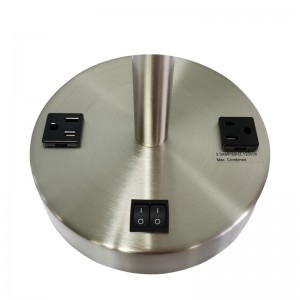 نمط بسيط مصباح النيكل النهائي المطالبة مصباح طاولة منضدة مع توأم على مفتاح/off الروك واثنين من المنفذ المريح في غرفة الضيوف