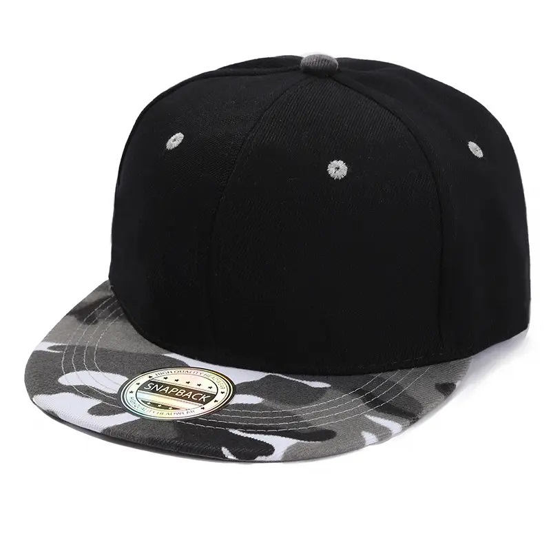 تطريز غطاء أسود Snapback البيسبول قبعة قبعة الممولة لون التباين