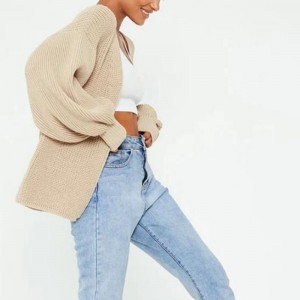 كارديجان متبرق بأكمام البالون الطويلة وجبهة مفتوحة