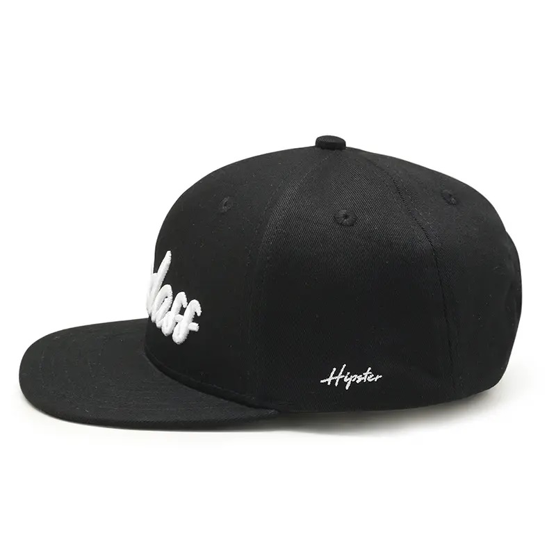 OEM Design Flat Brim 6 لوحة مخصصة ثلاثي الأبعاد شعار Hip Hop Cap قبعة Snapback للرجال