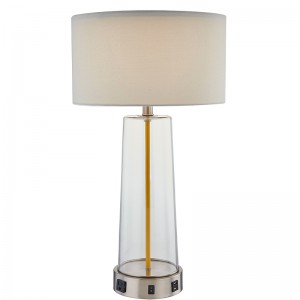 Home2 Hotel Glass Table Lamp مع مفتاح Rocker On/off ، ومنفذ مريح ومنفذ شحن USB في غرفة ضيوف الفندق
