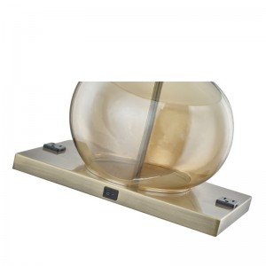 Embassy Suites Hotel Amber Glass Table مصباح مع مفتاح Rocker On