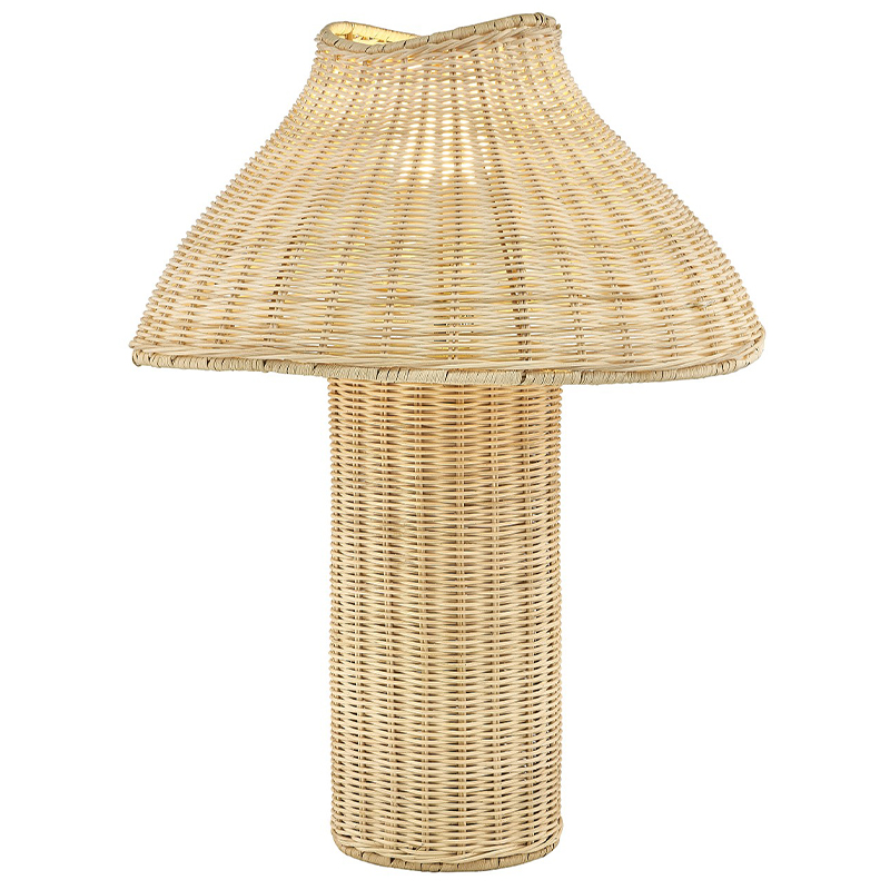 Treehouse Hotel Rattan Table Lamp مع جسم راتان طبيعي في غرفة ضيوف الفندق