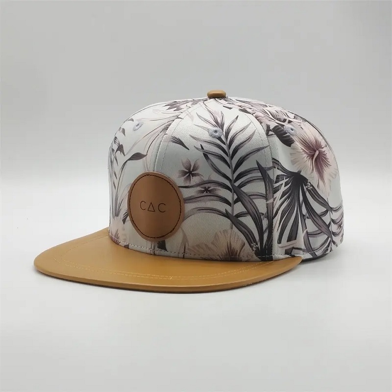 تخصيص قبعات طباعة Snapback ، غطاء محفوفة بالطباعة الرقمية ، قبعات Snapback Leather Patch ،